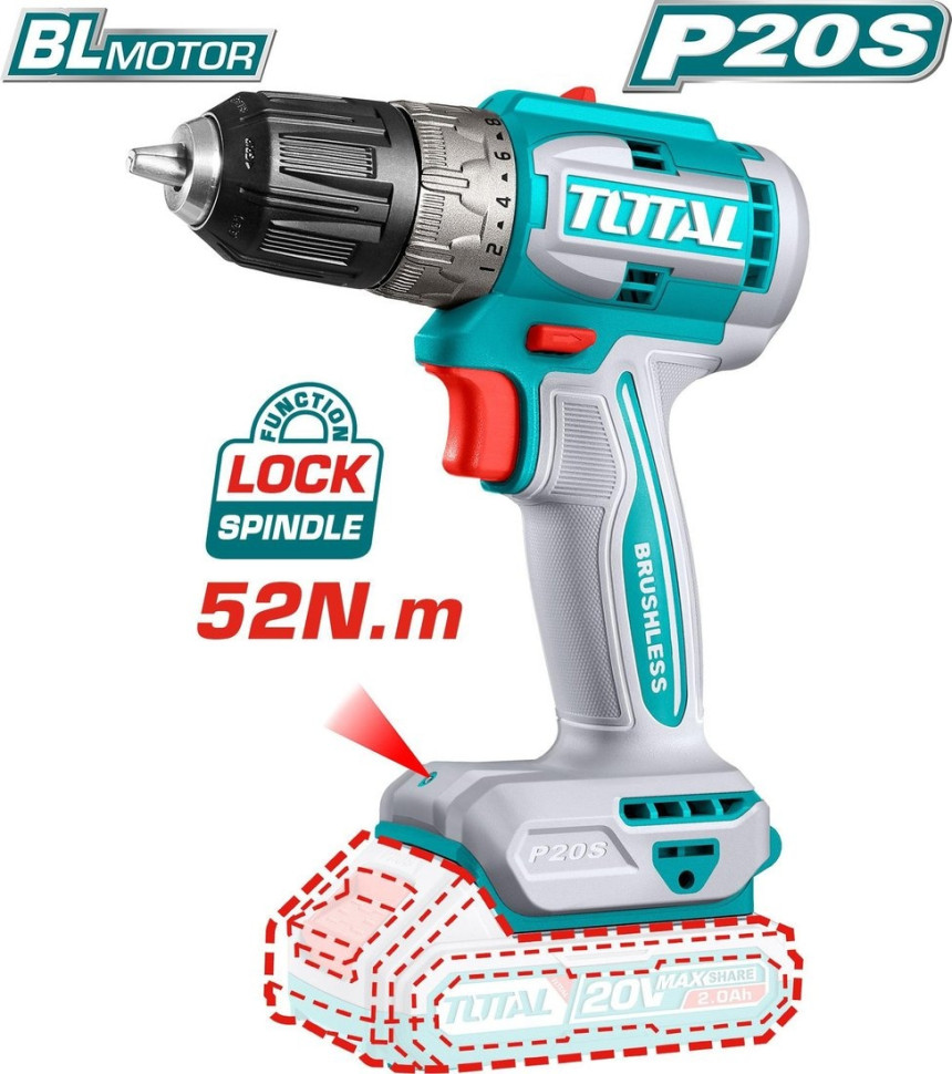 Total TCKLI20272 (шуруповерт, винтоверт, 2 АКБ, кейс)