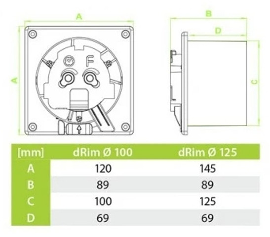 Вентилятор накладной AirRoxy dRim 100HS-C183 Вентилятор накладной AirRoxy dRim 100HS-C183