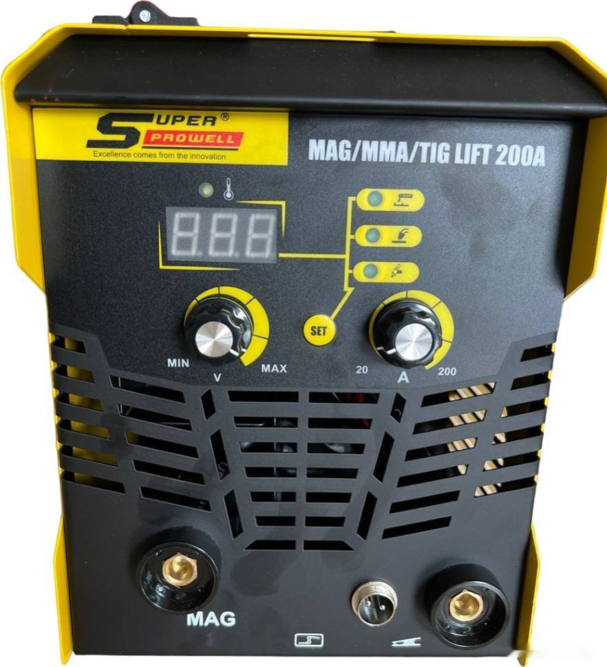 Сварочный инвертор Super Prowell MAG/MMA/TIG Lift 200А (5 кг, без газа, съемный рукав) Сварочный инвертор Super Prowell MAG/MMA/TIG Lift 200А (5 кг, без газа, съемный рукав)