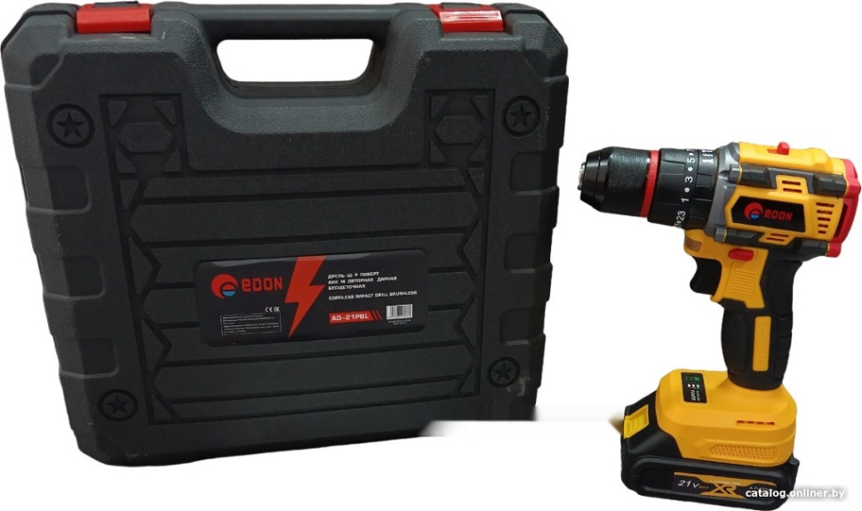 Дрель-шуруповерт Edon AD-21PBL (с 2-мя АКБ, кейс, набор оснастки) Дрель-шуруповерт Edon AD-21PBL (с 2-мя АКБ, кейс, набор оснастки)