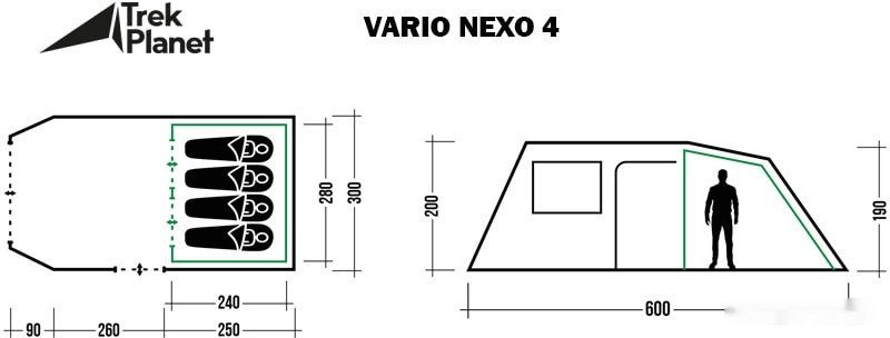 Палатка TREK PLANET Vario Nexo 4 (зеленый) Палатка TREK PLANET Vario Nexo 4 (зеленый)