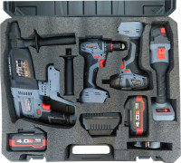 Profipower ProfiSet-4F18 E0093 (шуруповерт, гайковерт, болгарка, перфоратор, 2 АКБ, кейс)