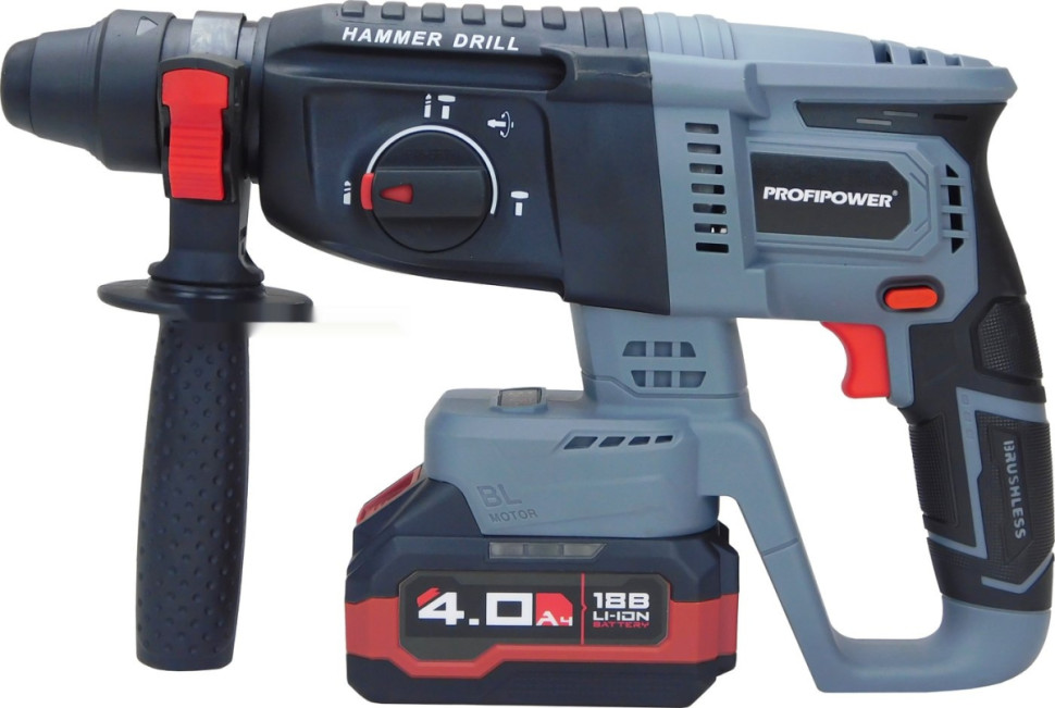 Profipower ProfiSet-4F18 E0093 (шуруповерт, гайковерт, болгарка, перфоратор, 2 АКБ, кейс)