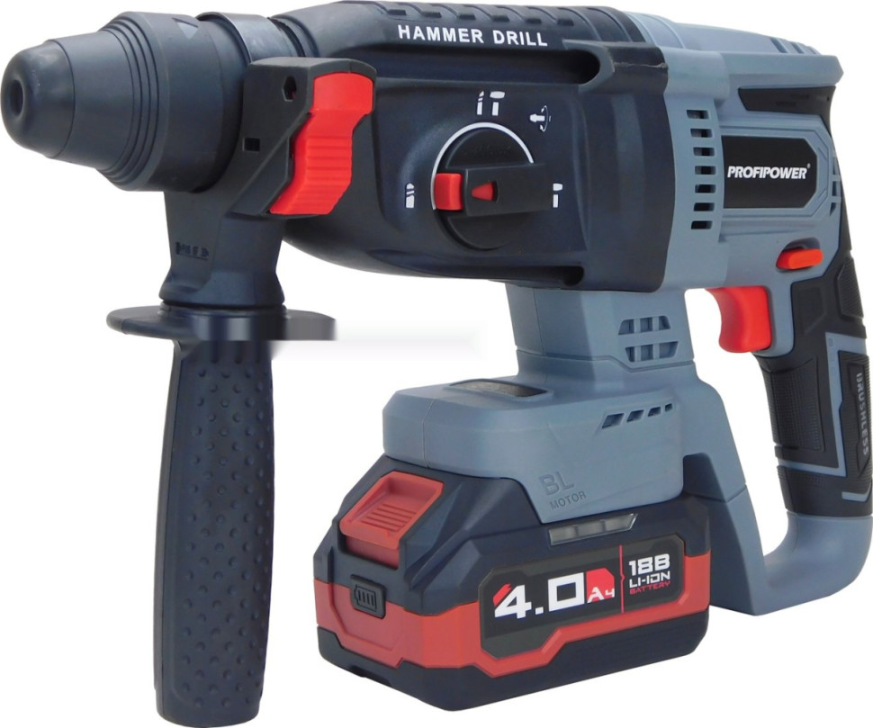 Profipower ProfiSet-4F18 E0093 (шуруповерт, гайковерт, болгарка, перфоратор, 2 АКБ, кейс)