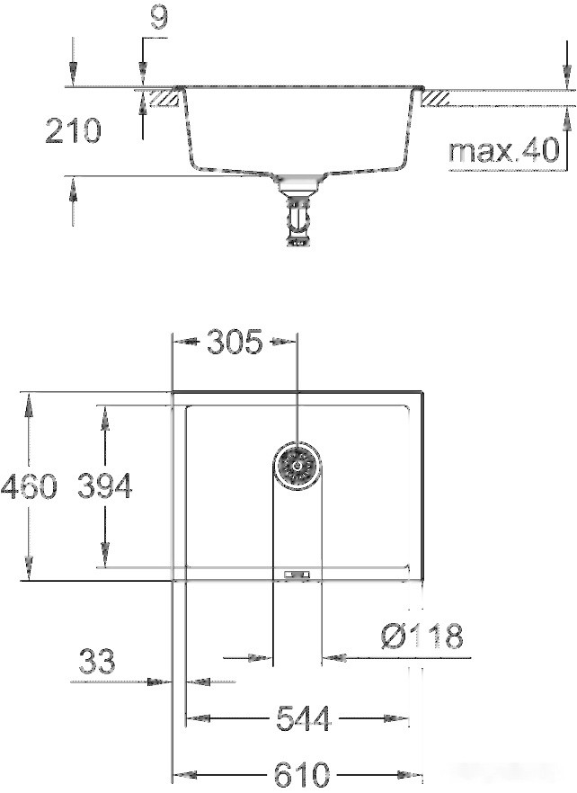 Кухонная мойка Grohe K700U 70-C 61/45.7 1.0 31655AP0 (черный гранит)