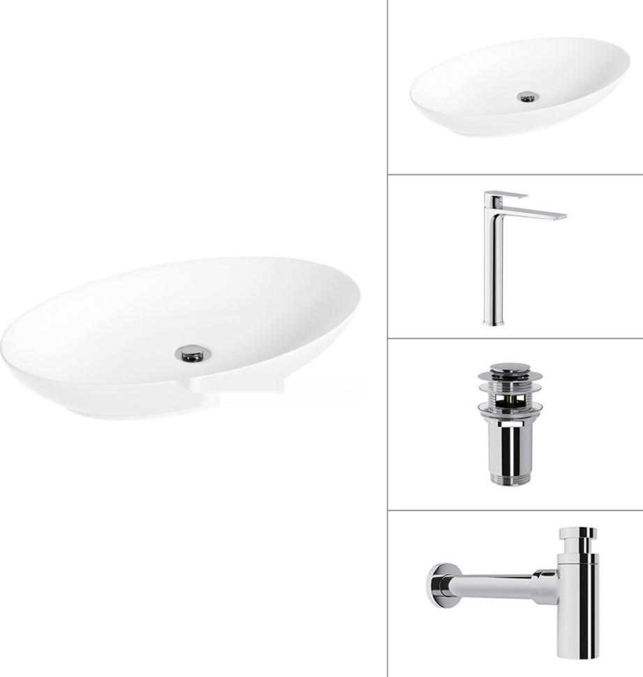 Умывальник Lauter 21571 + Reef 21CK8678C + сифон 21635CH + дон.клапан 21190CH (хром)