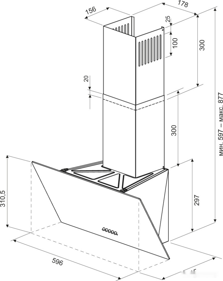Вытяжка Krona Jina 600 S (черный)