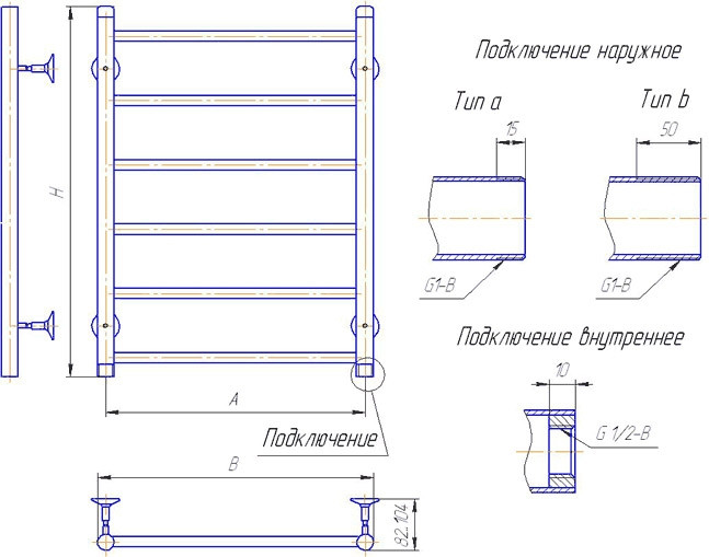 Водяной полотенцесушитель Gloss & Reiter Лесенка B 50х80.С1(25).Л7 Водяной полотенцесушитель Gloss & Reiter Лесенка B 50х80.С1(25).Л7