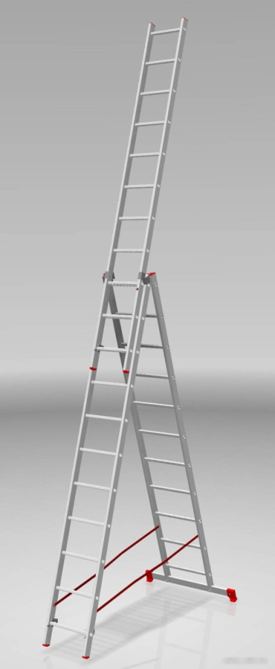 Лестница-стремянка Новая Высота NV 223 алюминиевая трёхсекционная 3x11 ступеней Лестница-стремянка Новая Высота NV 223 алюминиевая трёхсекционная 3x11 ступеней