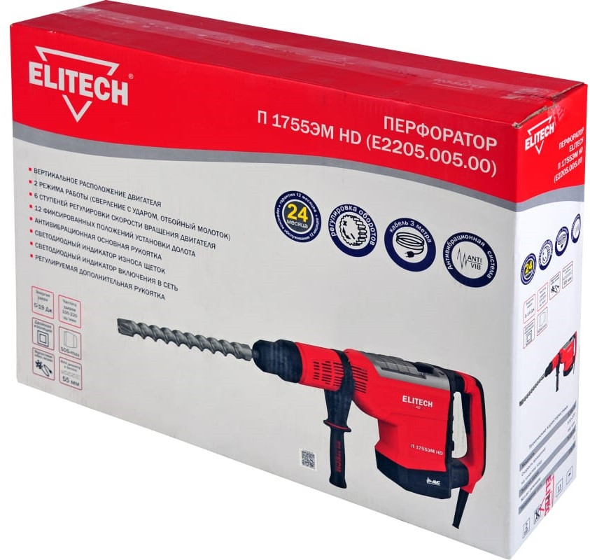 Перфоратор Elitech П 1755ЭМ HD Перфоратор Elitech П 1755ЭМ HD