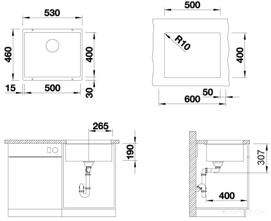 Кухонная мойка Zorg Subline 50 (черный опал)