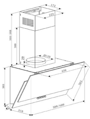 Вытяжка Oasis NC-50W (A)