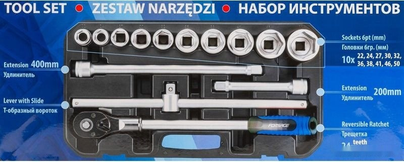 Набор трещотка с головками Forsage F-6151-5 (14 предметов) Набор трещотка с головками Forsage F-6151-5 (14 предметов)