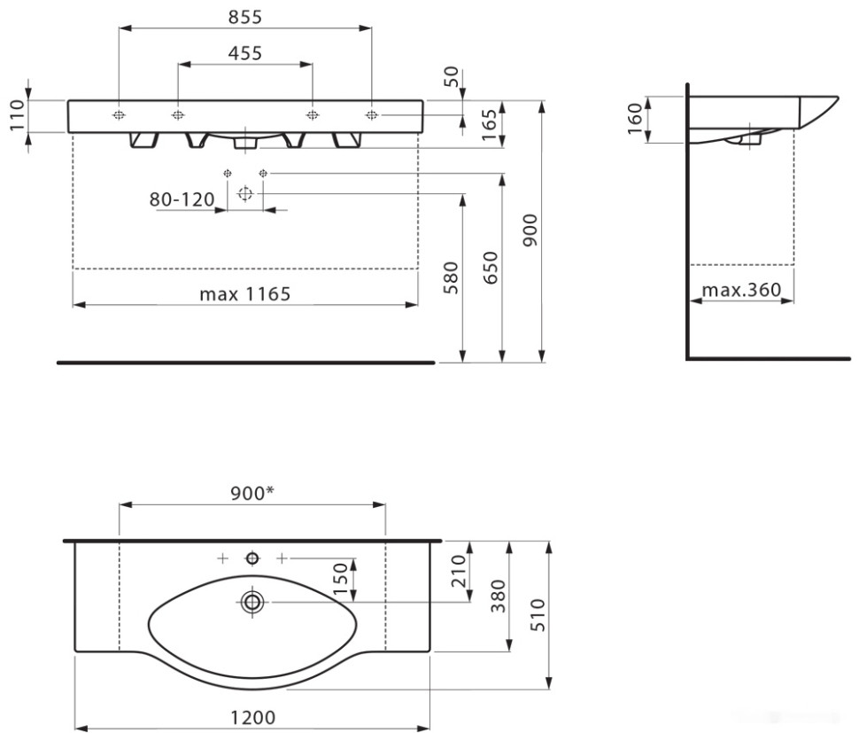 Умывальник Laufen Palace 120x51 [8117040001041]
