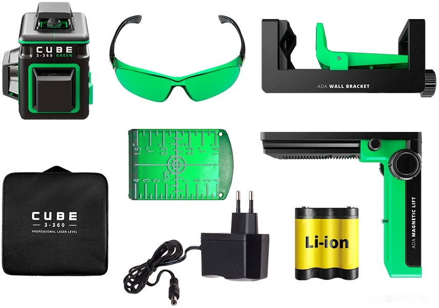 Лазерный нивелир ADA Instruments Cube 3-360 Green Home Edition А00566 Лазерный нивелир ADA Instruments Cube 3-360 Green Home Edition А00566