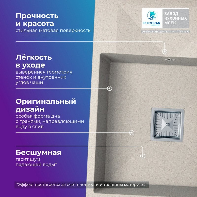 Кухонная мойка Polygran Blade 660 (кремовый) Кухонная мойка Polygran Blade 660 (кремовый)