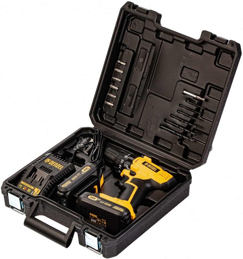 Дрель-шуруповерт Denzel CDL-IB-14-02 (с 2-мя АКБ, кейс) Дрель-шуруповерт Denzel CDL-IB-14-02 (с 2-мя АКБ, кейс)