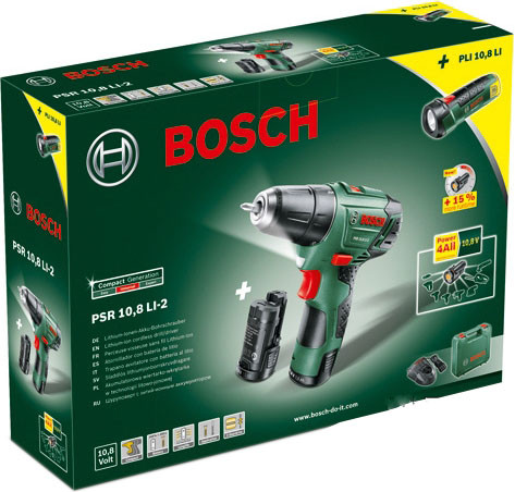 Дрель-шуруповерт Bosch PSR 10.8 LI-2