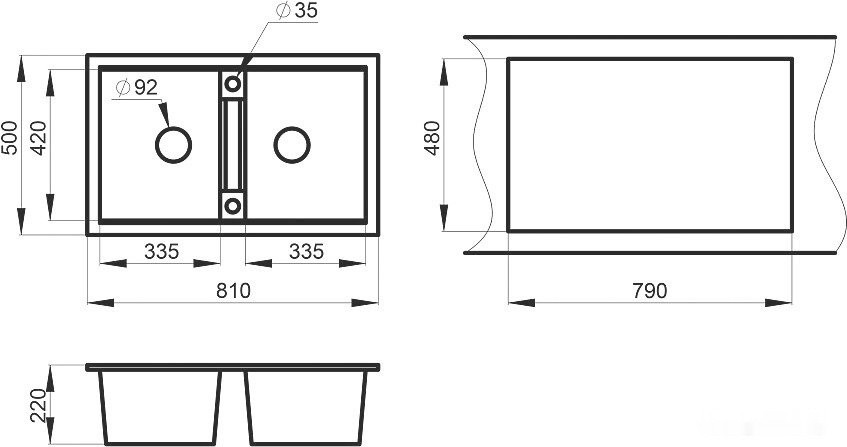 Кухонная мойка Granula GR-8101 (графит)