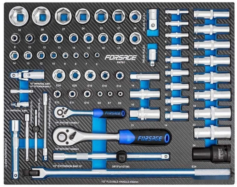 Набор трещотка с головками Forsage F-K4701 (70 предметов)