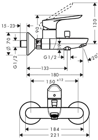 Смеситель Hansgrohe Logis E 71403000 для ванны с душем