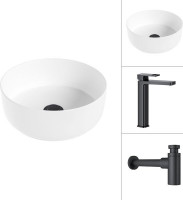 Умывальник Lauter 21499-31 + Cascade 21СК0655BS с сифоном 21635B (черный матовый)