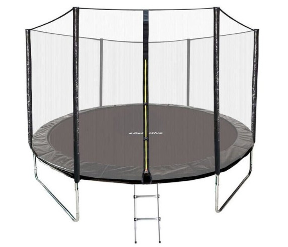 Батут GetActive Jump 8ft - 252 см с лестницей, внешней сеткой (черный)