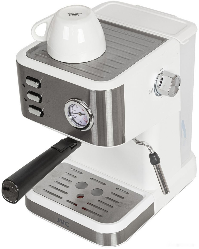 Рожковая помповая кофеварка JVC JK-CF33 (белый) Рожковая помповая кофеварка JVC JK-CF33 (белый)