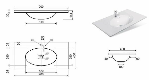Умывальник Эстет Vegas Silk 90x45 ФР-00014923 Умывальник Эстет Vegas Silk 90x45 ФР-00014923