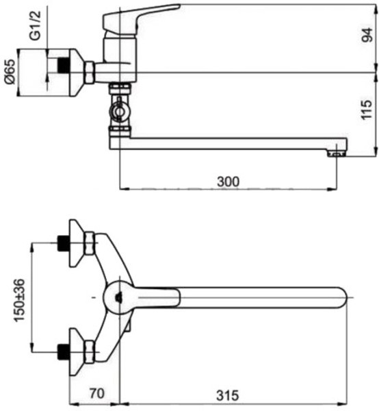 Смеситель Rubineta Uno-12/C Смеситель Rubineta Uno-12/C