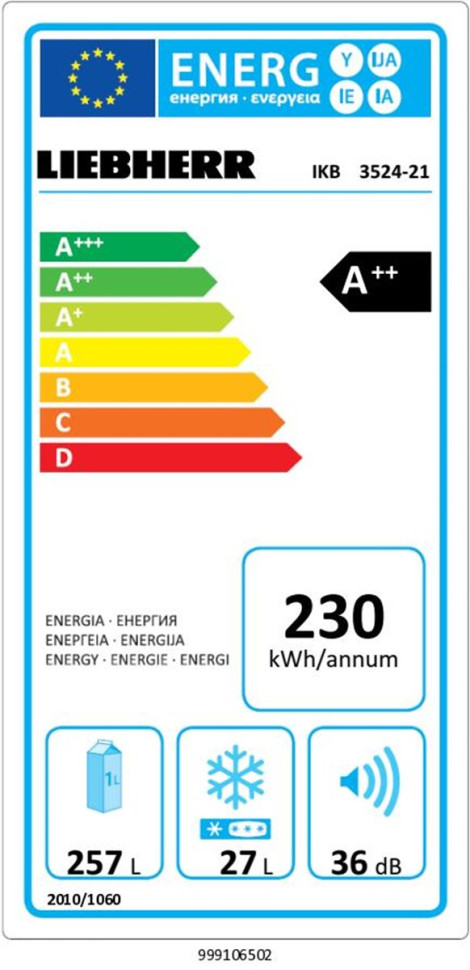 Холодильник с верхней морозильной камерой Liebherr IKB3524