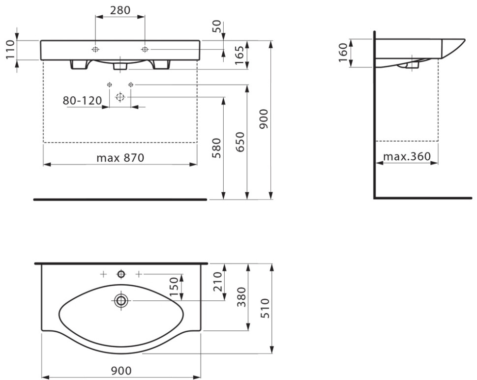 Умывальник Laufen Palace 90x51 [8117020001041]