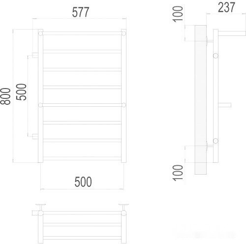 Полотенцесушитель Terminus Анкона П8 500x800 бп левый (хром) Полотенцесушитель Terminus Анкона П8 500x800 бп левый (хром)