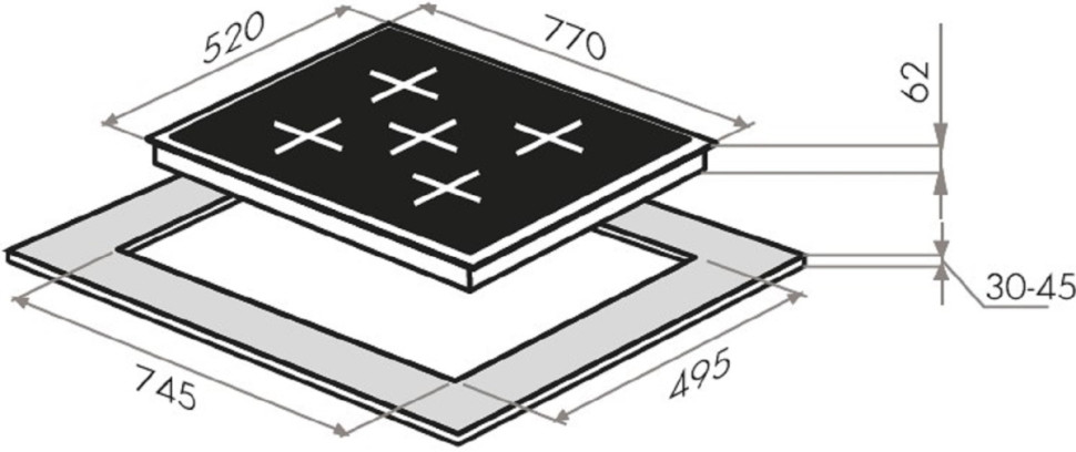 Варочная панель Maunfeld EVI 775-FL2-BK Варочная панель Maunfeld EVI 775-FL2-BK