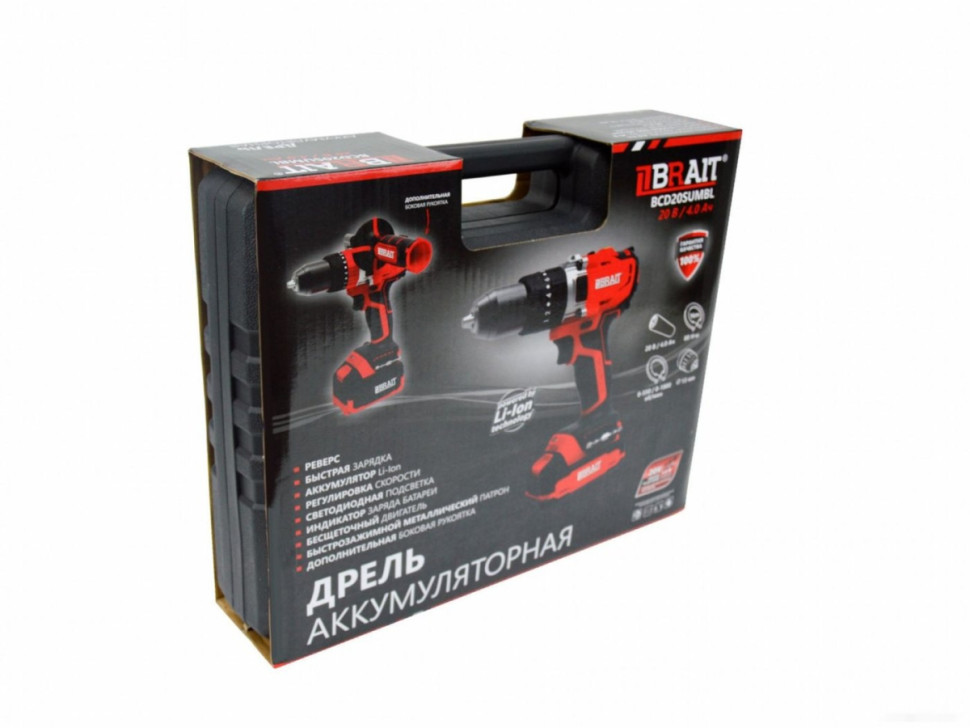 Ударная дрель-шуруповерт Brait BCD20SUMBL 21.01.131.070 (с 1-им АКБ, кейс) Ударная дрель-шуруповерт Brait BCD20SUMBL 21.01.131.070 (с 1-им АКБ, кейс)