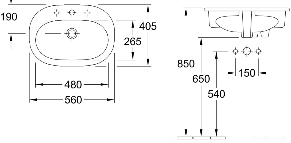 Умывальник Villeroy & Boch O.Novo 41615601 Умывальник Villeroy & Boch O.Novo 41615601