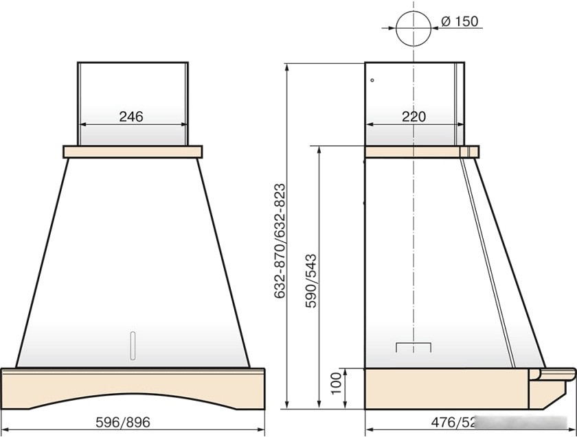 Вытяжка Elikor Ротонда 60П-1000-П3Д (бежевый/дуб неокрашенный) Вытяжка Elikor Ротонда 60П-1000-П3Д (бежевый/дуб неокрашенный)