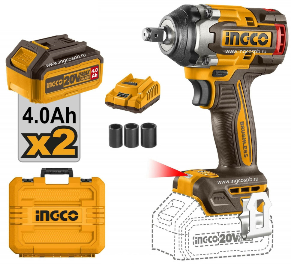 Гайковерт Ingco CIWLI2050 (с 2-мя АКБ, кейс) Гайковерт Ingco CIWLI2050 (с 2-мя АКБ, кейс)