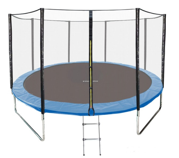 Батут GetActive Jump 12ft - 374 см с лестницей, внешней сеткой (синий)
