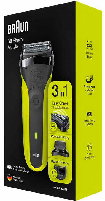 Электробритва мужская Braun Series 3 Shave&Style 300BT (зеленый)