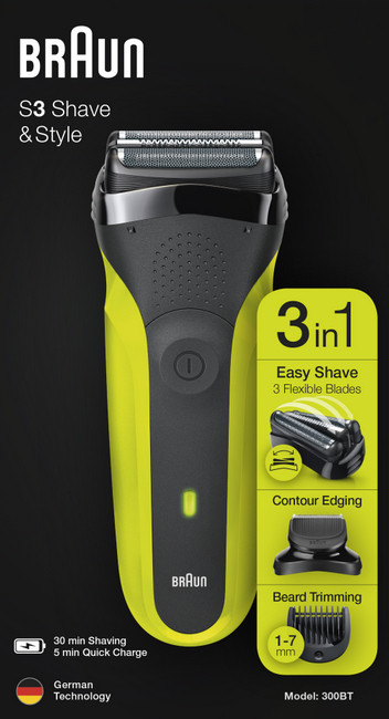 Электробритва мужская Braun Series 3 Shave&Style 300BT (зеленый)