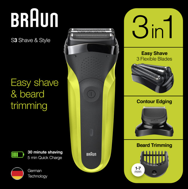 Электробритва мужская Braun Series 3 Shave&Style 300BT (зеленый)