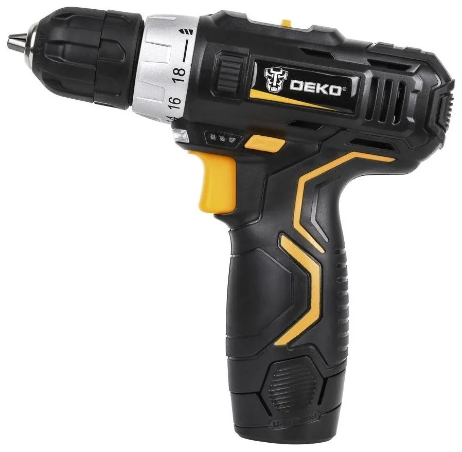 Дрель-шуруповерт Deko GCD12DU3 063-4115 (с 2-мя АКБ, кейс, набор оснастки)