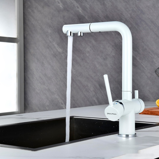 Смеситель Paulmark Serpentine SE213222-431 (белый матовый) Смеситель Paulmark Serpentine SE213222-431 (белый матовый)