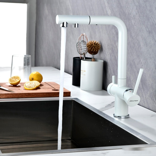 Смеситель Paulmark Serpentine SE213222-431 (белый матовый) Смеситель Paulmark Serpentine SE213222-431 (белый матовый)