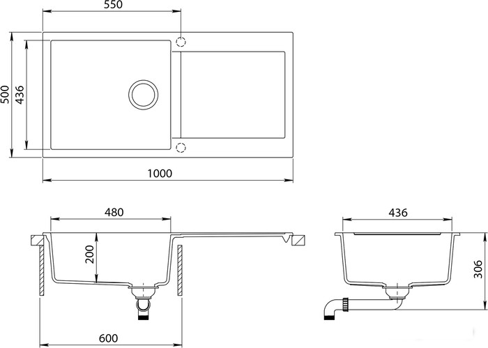 Кухонная мойка AquaSanita Tesa plus SQT 103 710 AW alba Кухонная мойка AquaSanita Tesa plus SQT 103 710 AW alba