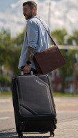 Чемодан-спиннер Solier STL2240 (XL, черный/кофе)