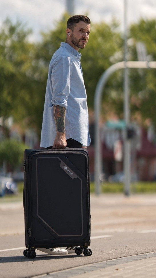 Чемодан-спиннер Solier STL2240 (XL, черный/кофе) Чемодан-спиннер Solier STL2240 (XL, черный/кофе)