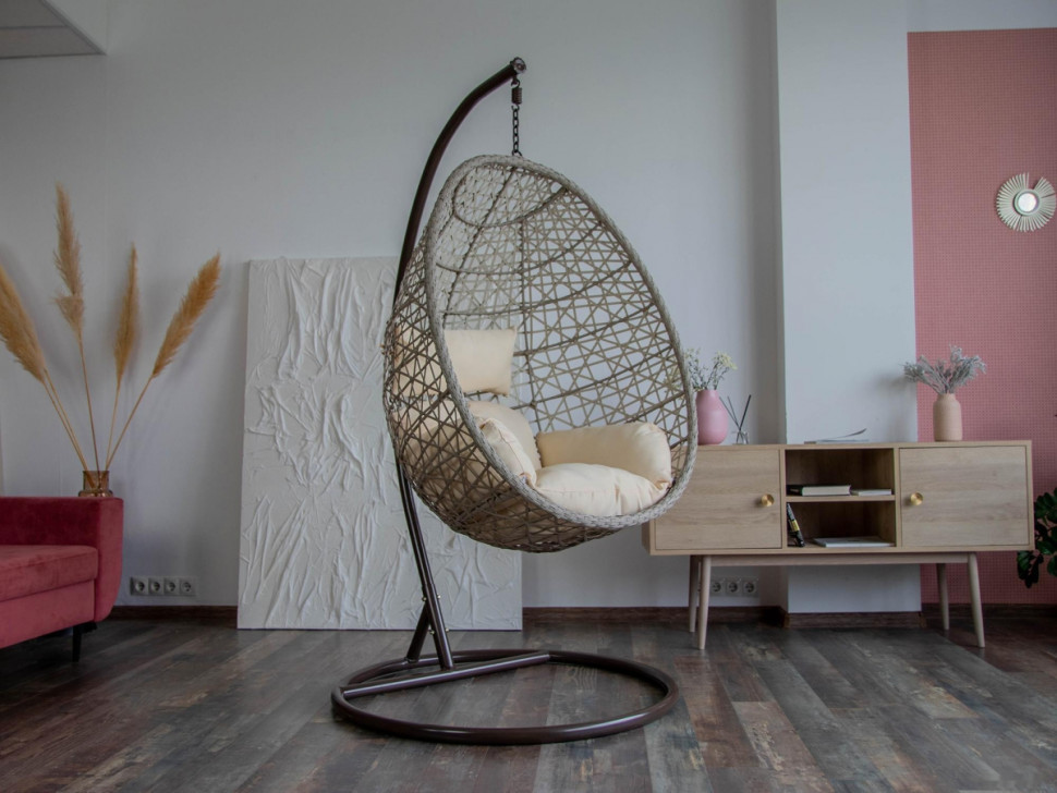Подвесное кресло LoftyHome Miracle 1919 (grey line/milk) Подвесное кресло LoftyHome Miracle 1919 (grey line/milk)