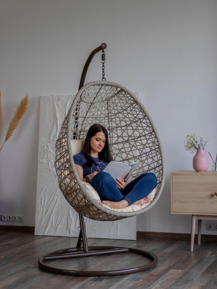 Подвесное кресло LoftyHome Miracle 1919 (grey line/milk) Подвесное кресло LoftyHome Miracle 1919 (grey line/milk)